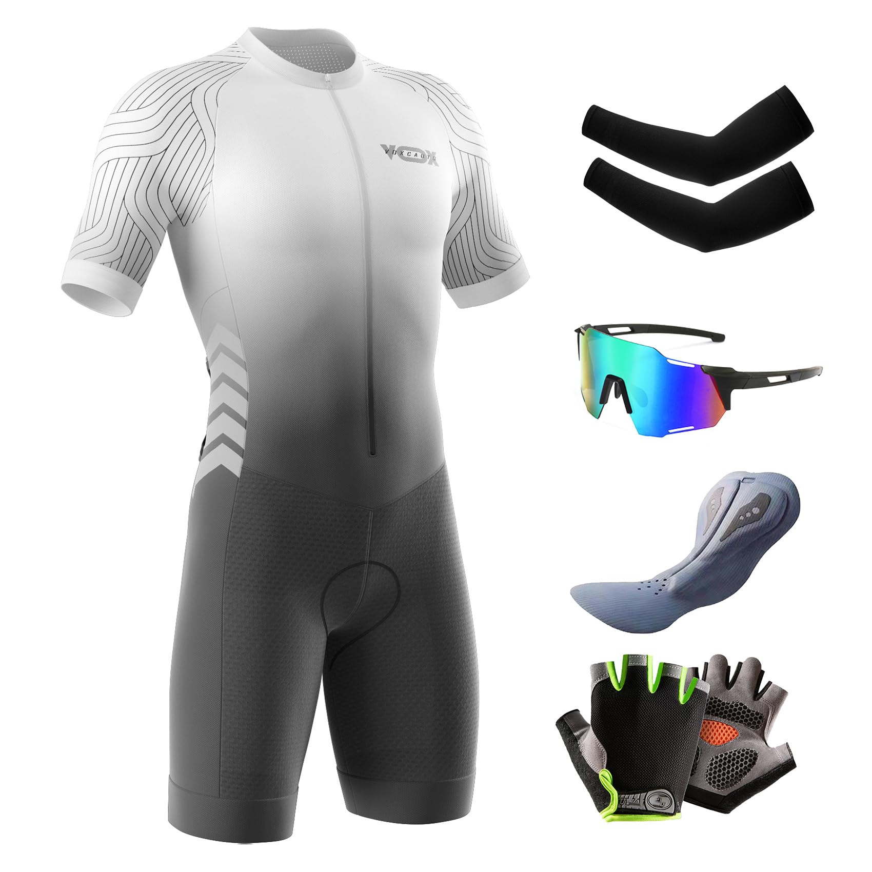 2024 Nuovi Tuta da triathlon da uomo,Tuta da Triathlon a Maniche Corte da Uomo,da 3 Tasche，Abbigliamento Ciclismo monopezzo MTB Body Trisuit Cycling Skinsuit