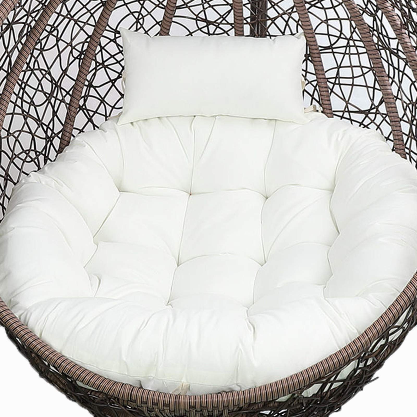 ERTsrhFD Hanging Swing Chair Cushion,Outdoor Hammock with Pillow, Thick Washable Cushions(White)