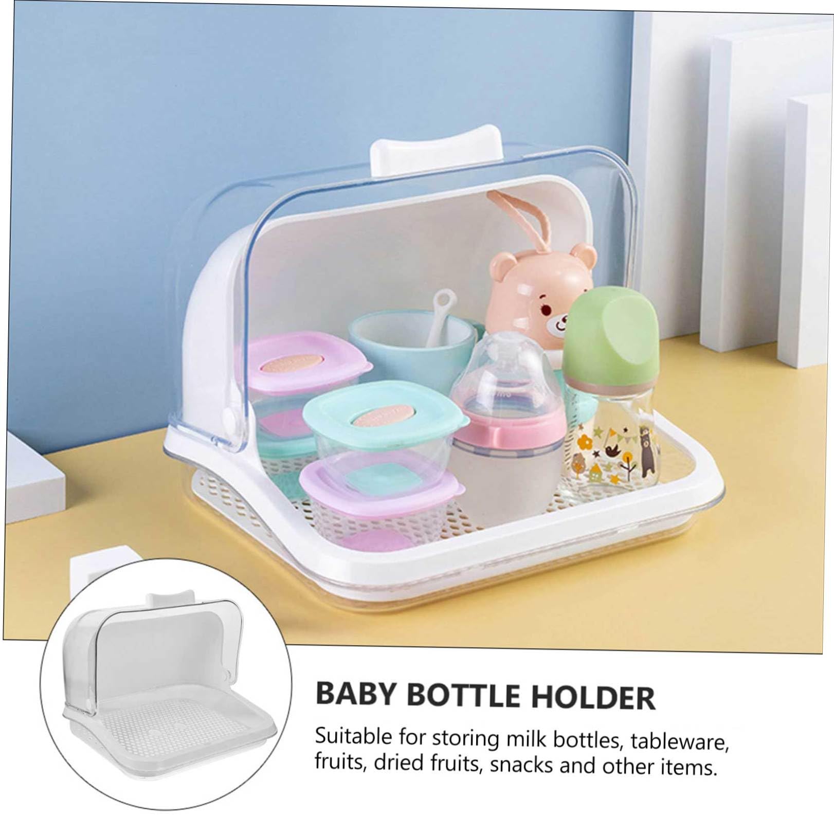 Boîte de Rangement pour Biberons et Vaisselle Bébé en PP Blanc Fonction Égouttoir Sécurisée pour Organiser et Sécher Les Gobelets et Ustensiles en Toute Simplicité