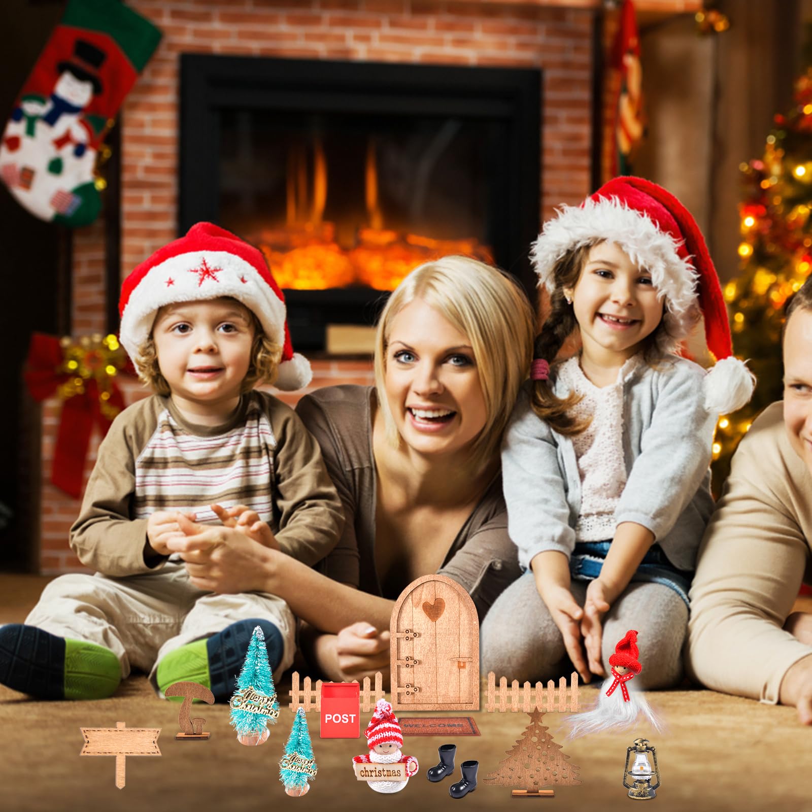 Wichteltür Set Aus Holz – 43-teiliges Weihnachtsdeko-Set Mit Licht Für Magische Adventszeit