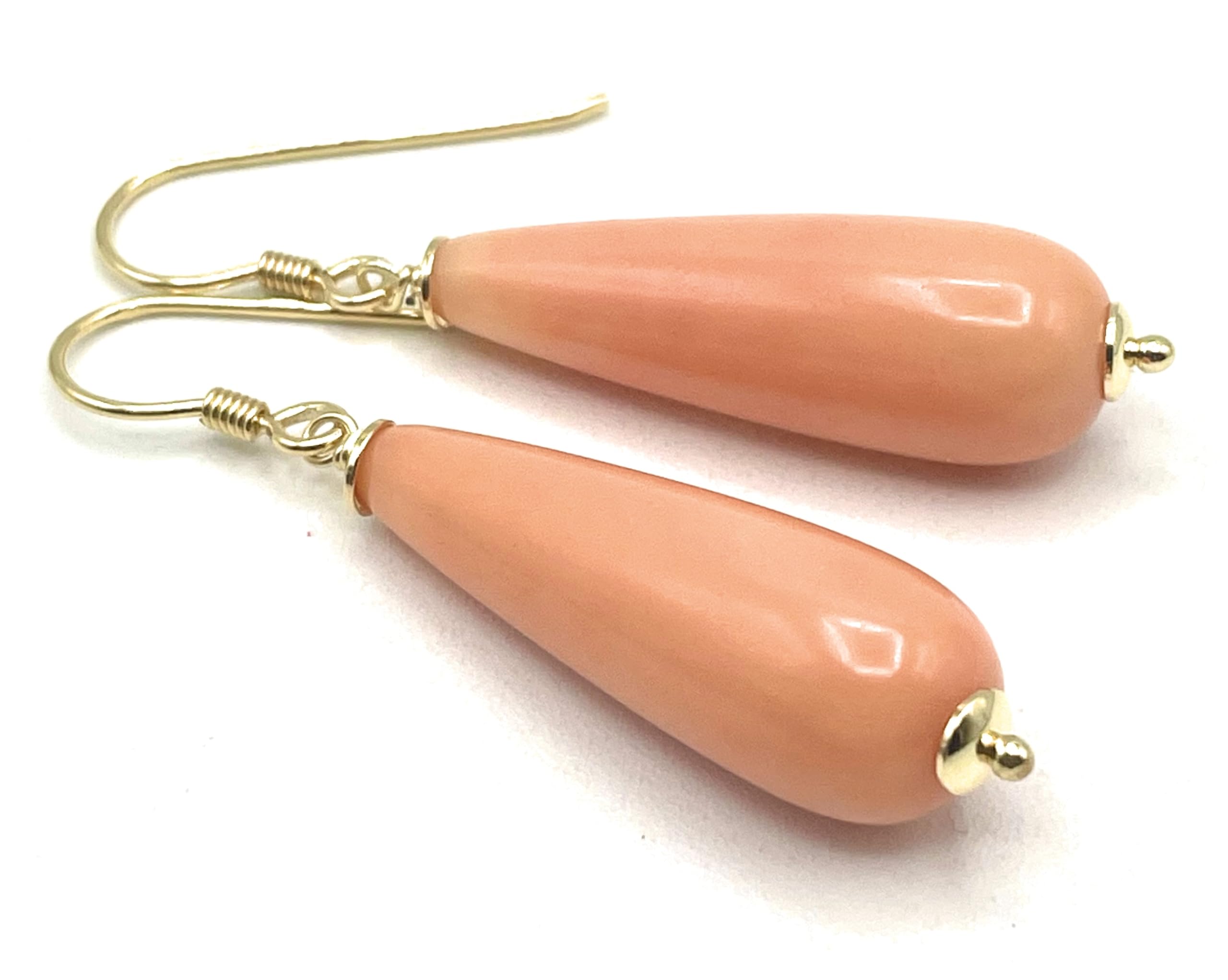 Orecchini con Gocce Rosa Corallo, Pendenti in Gold Filled 18 K, Gioielli Fatti a Mano, Bijoux Estate