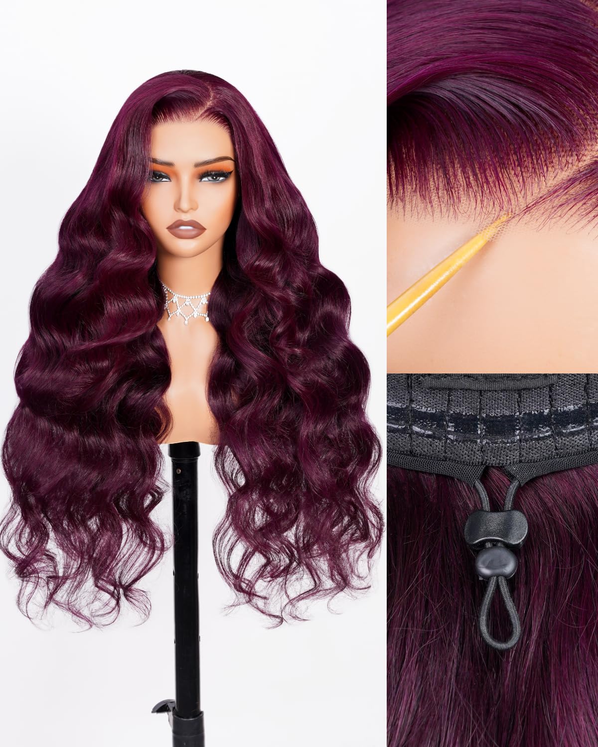 Arabella 6x6 Wear and Go Glueless Wig 12a Glueless Wigs Human Hair Pre Plucked Pre Cut Loose Body Wave Only Middle Part Lace Front Wigs Human Hair 100% Pre Bleached Knots Wig (20inch, 6X6 Body Wave)