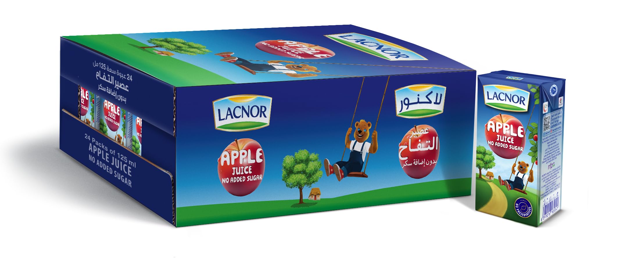 LacnorEssentials Apple Juice Enriched With Vitamin C, 125ML Pack of 24