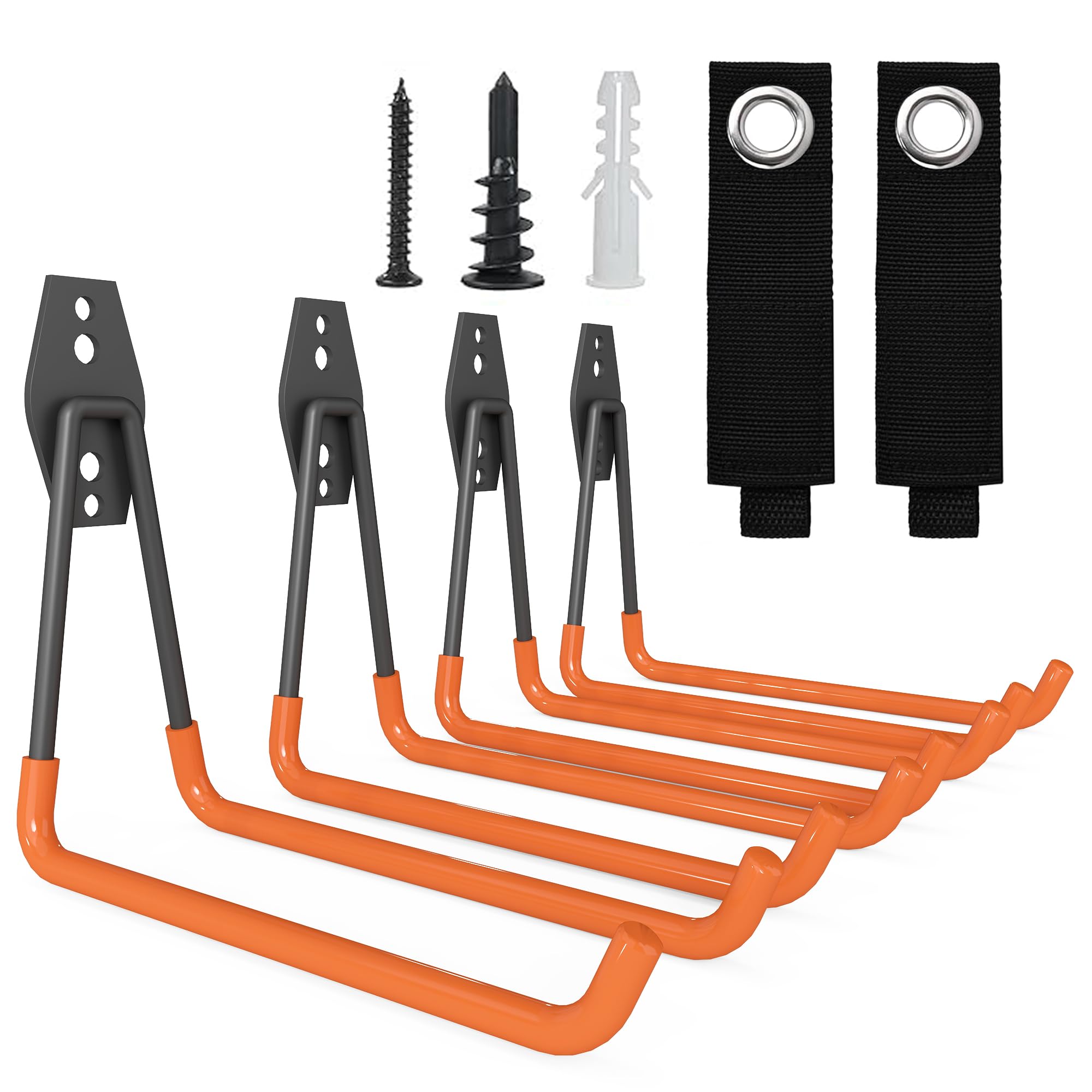 4-Pack-Garagen-Wandhaken-Organisatoren für Hochleistungsschnur für Garagenlager, Schlauchhalter und Organisation-langlebig, platzsparendes Design für Heim-, Garage- und Workshop-Nutzung