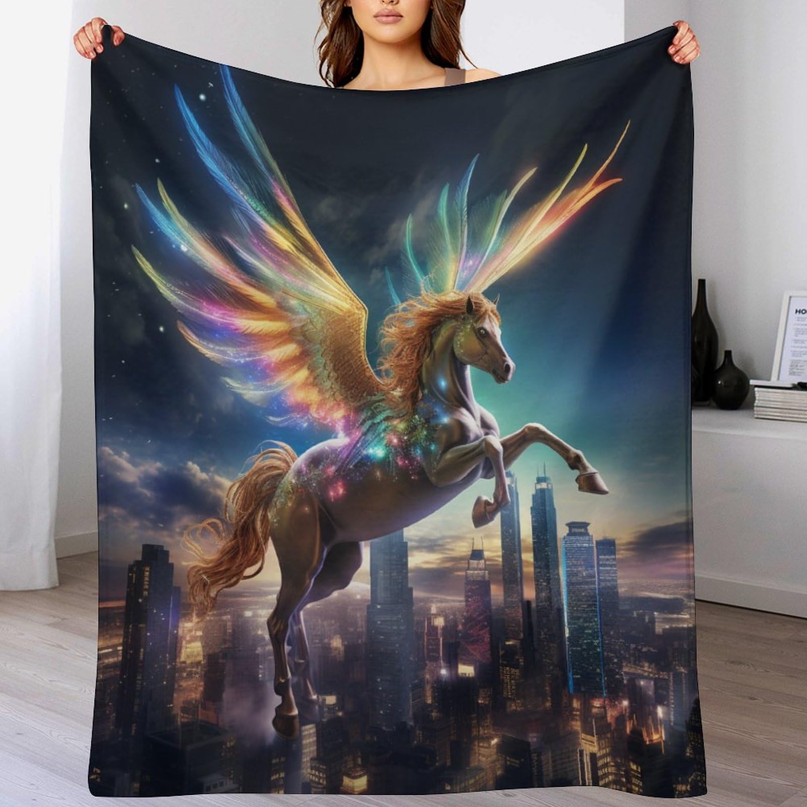 Couverture polaire cheval en flannel douce 140x180cm