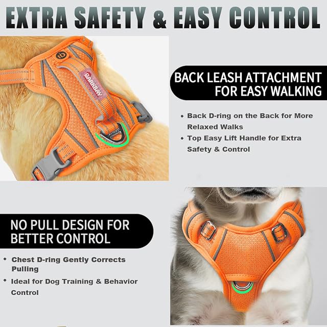 Foto 3 de 8 de BARKBAY Arnés para Perro sin tirones, Reflectante Grande con Clip Frontal y asa de fácil Control para Caminar