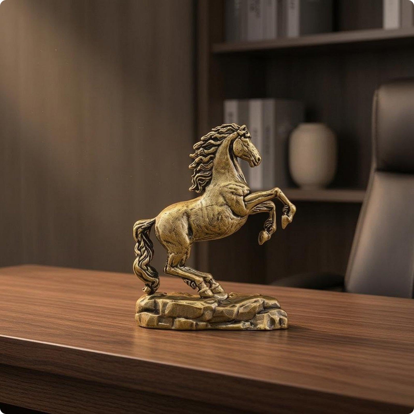 Oshhni 3 Piezas Estatua de Caballo de Latón Escultura Figura Adorno Retro en Latón con Silueta y Oscurecidos Adecuado para Mesa, 4 Piezas