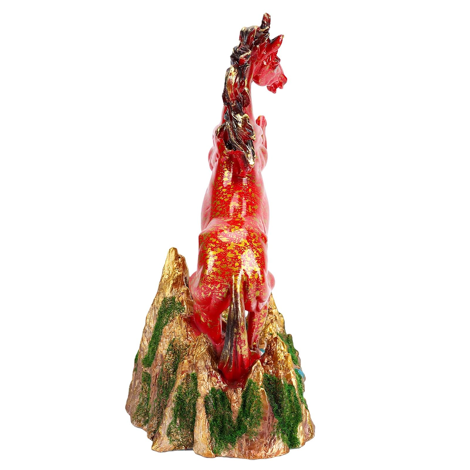 Eujgoov Resina Cavallo in Piedi Statua, 54.5oz (Rosso oro)