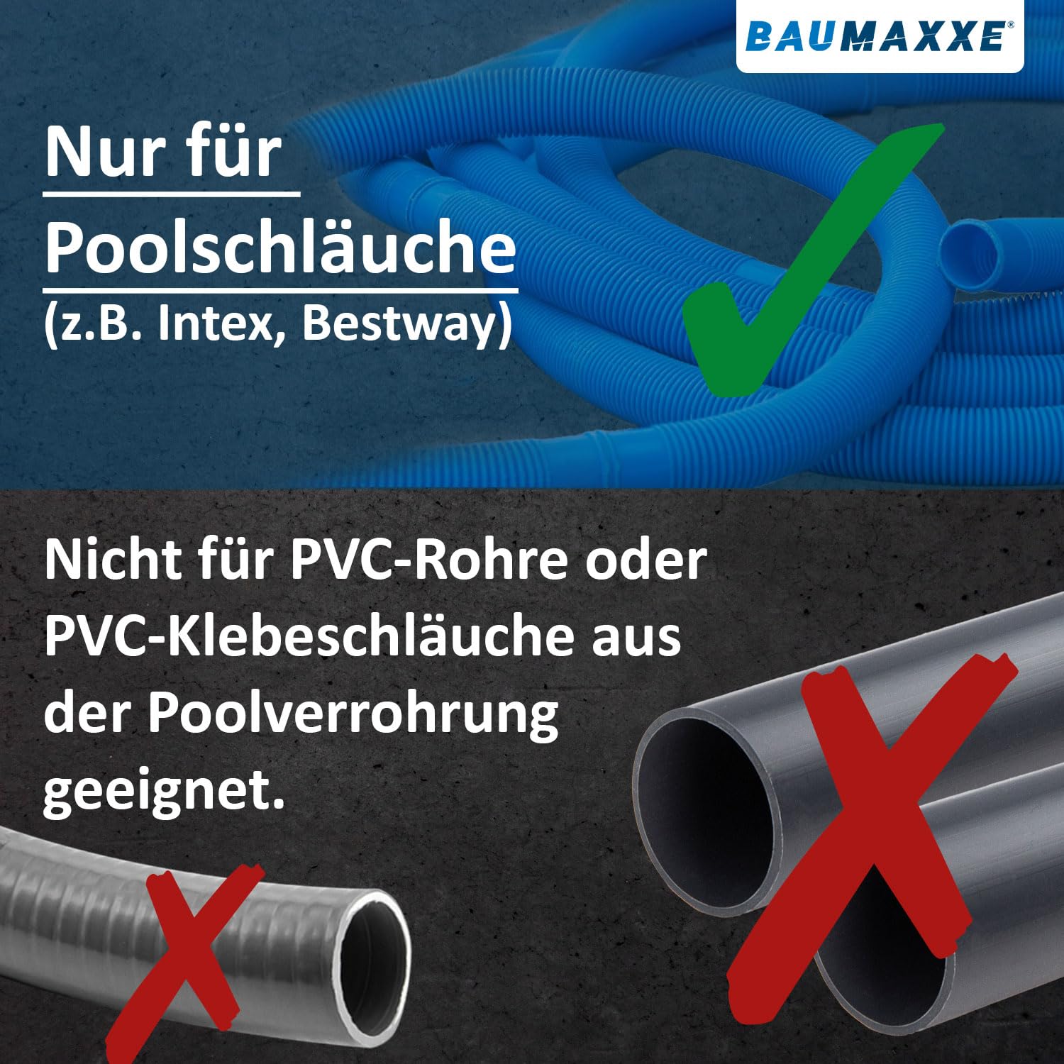 PVC Kugelhahn mit Schlauchtüllen 32mm I Pool Absperrhahn 2 Wege mit Innengewinde 1 Zoll und Schlauchverbinder I Absperrventil für 32mm Poolschläuche I bm270