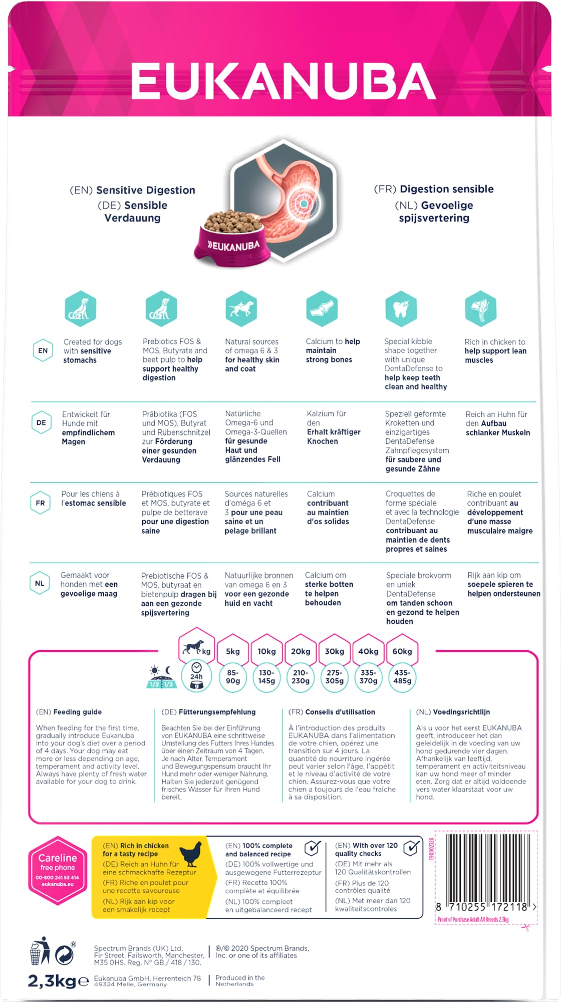 Eukanuba Daily Care Alimento Secco per Cani Adulti con Difficoltà Digestive, 2,3 kg