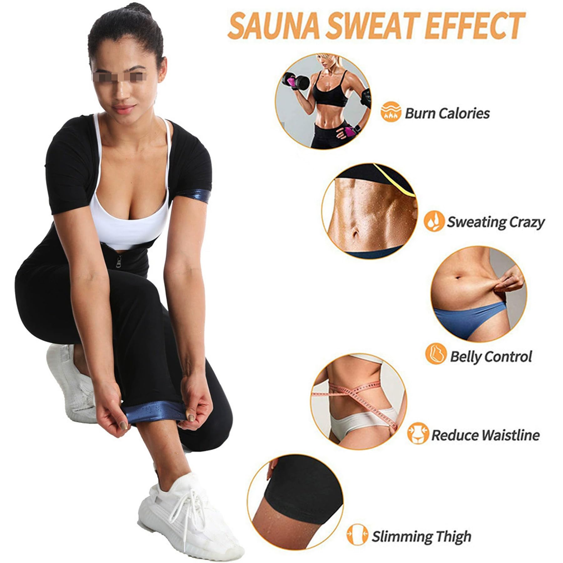 Vêtements De Sudation Femme, Body pour Femmes, Gilet De Sudation 3 en 1 Entraîneur De Taille pour Femme, Combinaison Sudation Femme Amincissant Sportswear Fitness Body Shaper
