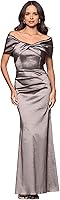 Betsy & Adam Women's Taffeta Off-the-Shoulder Sculpted Neckline Floor-Length Formal Dress