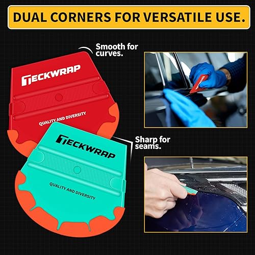 Vista 62 de Teckwrap - Escobilla de goma, fieltro y plástico de 4 pulgadas para calcomanías de vinilo para automóviles, herramienta de aplicación 1pcs Azul