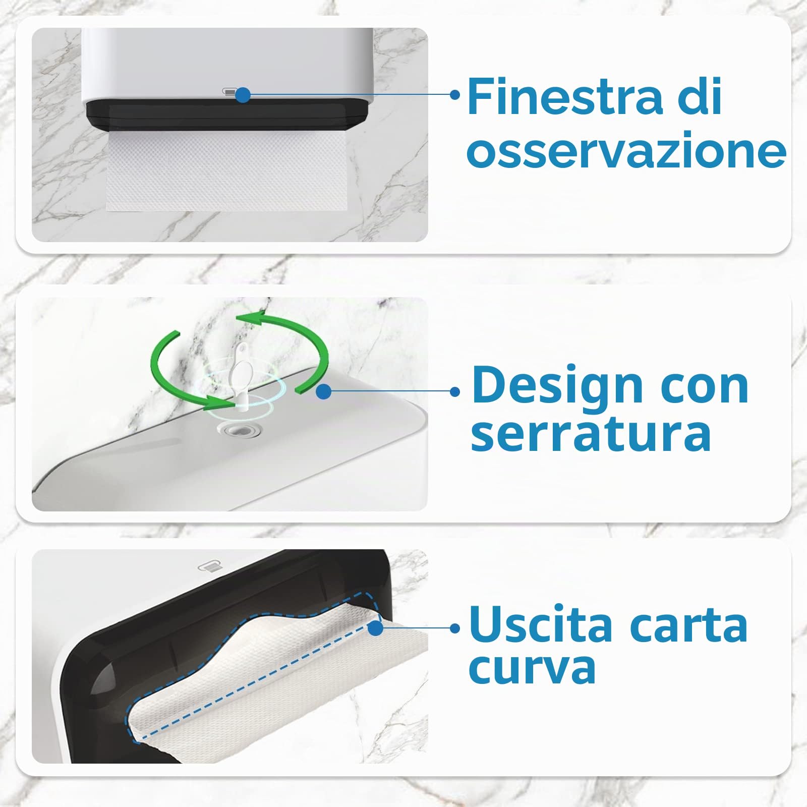 modunful Dispenser Carta Asciugamani a Parete Commerciale, Dispenser Salviette Bagno da Muro, Installazione Senza Fori, Bianco Spazzolato