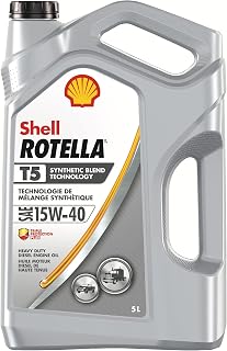 Shell Rotella T5 Synthetic Blend 15W-40 Diesel Engine Oil (5L, Single Pack)