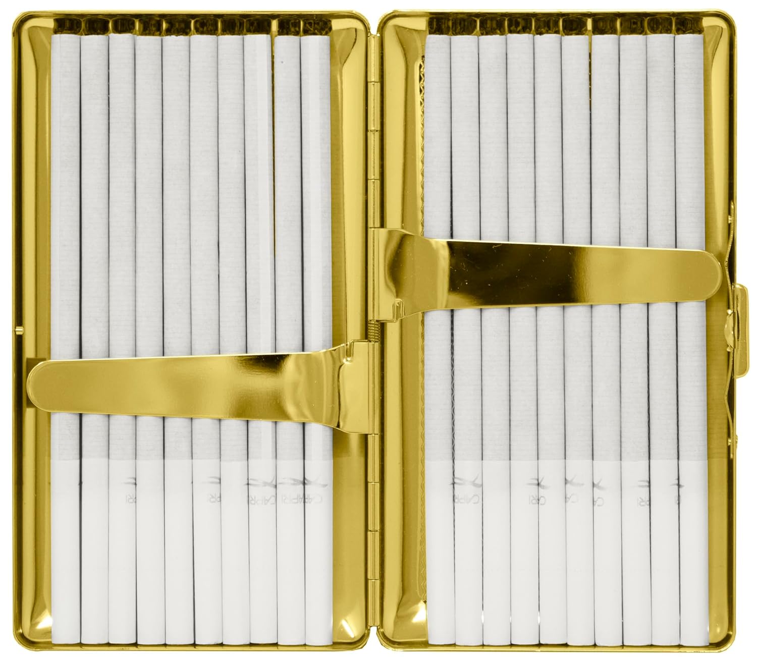 Set of 2 Metal-Plated 120s Cigarette Case & Stash Box (Gold Victorian Scroll)