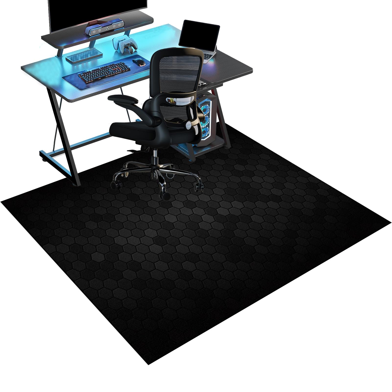 Gaming Chair Mat for Hardwood Floor Non-Slip Floor Protection Mat 100 x 120 cm Office Chair Mat for Carpets Anti-Slip Floor Protector Mat Computer Desk Chair Mat for Gaming Room Home Office Decor