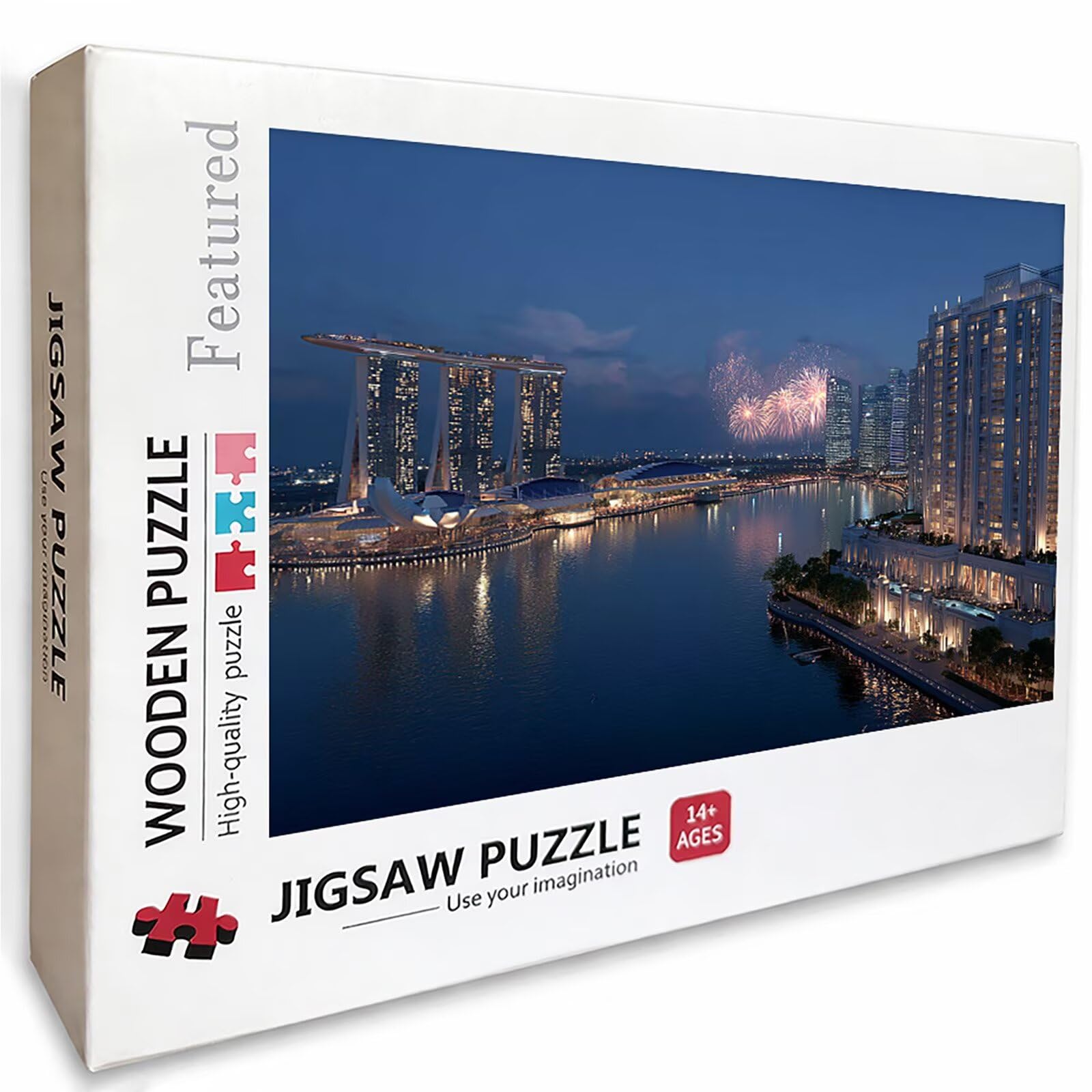 Drewniane Puzzle Miasto, Nocny Widok Puzzle 5000 Sztuk Dla Dorosłych Z Compact Box 156 x 105 cm, Wyzwanie Puzzle, Kreatywne Gry Puzzle Dla Mężczyzn Kobiet, Letnia Dekoracja, 1-1004