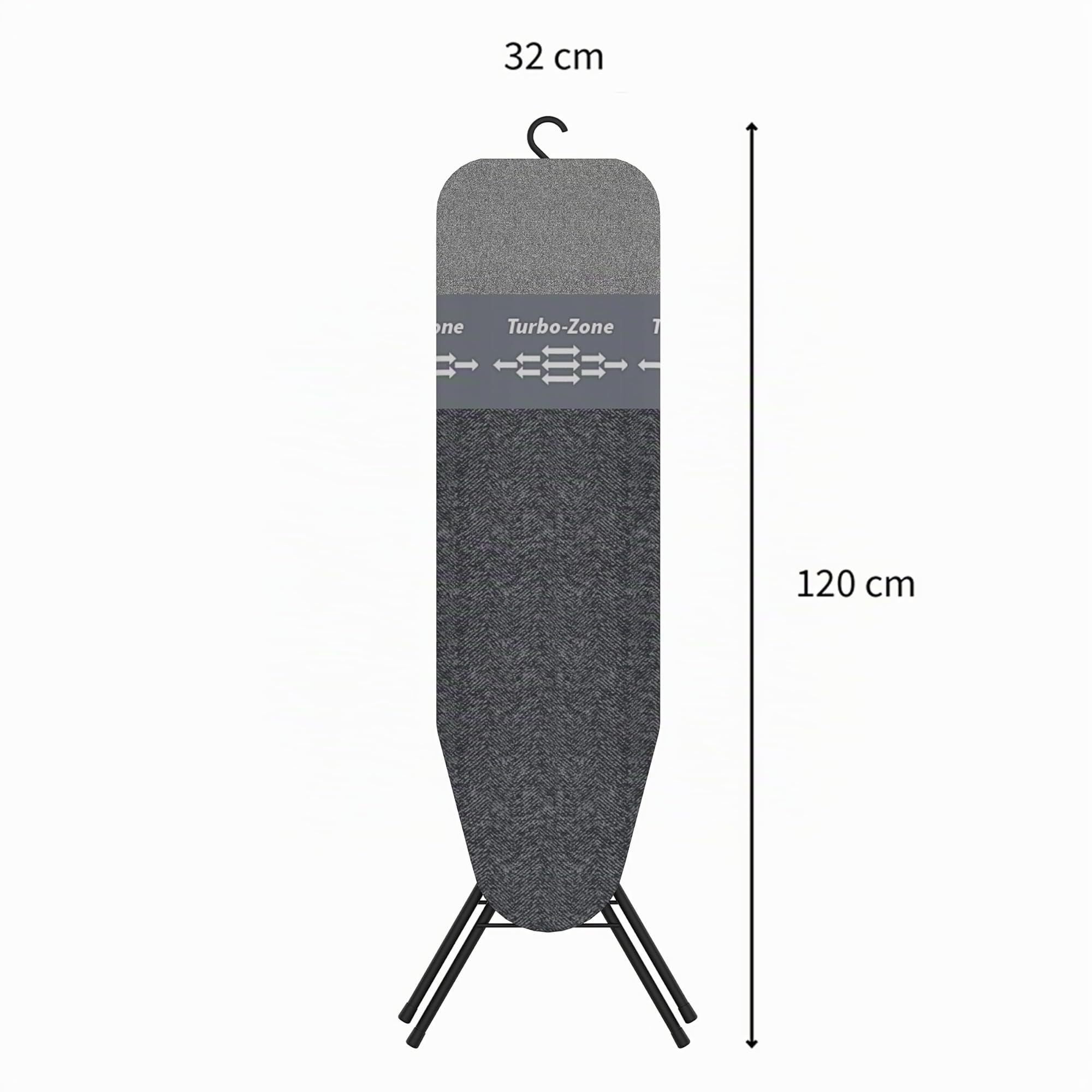 Rörets Tabla de Planchar Next Pulse Black Dual Action - Zona Turbo y Park, Acolchado 4 Capas, Altura Regulable, Estructura de Acero Inoxidable - 108 x 32 cm
