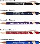 Stylos personnalisé en vrac, Stylo personnalisé avec nom/logo sur les deux côtés Cadeaux, encre noire gravé Ballpoint avec style, idéal pour les affaires, anniversaire, fête, mariage, école, matériel métallique