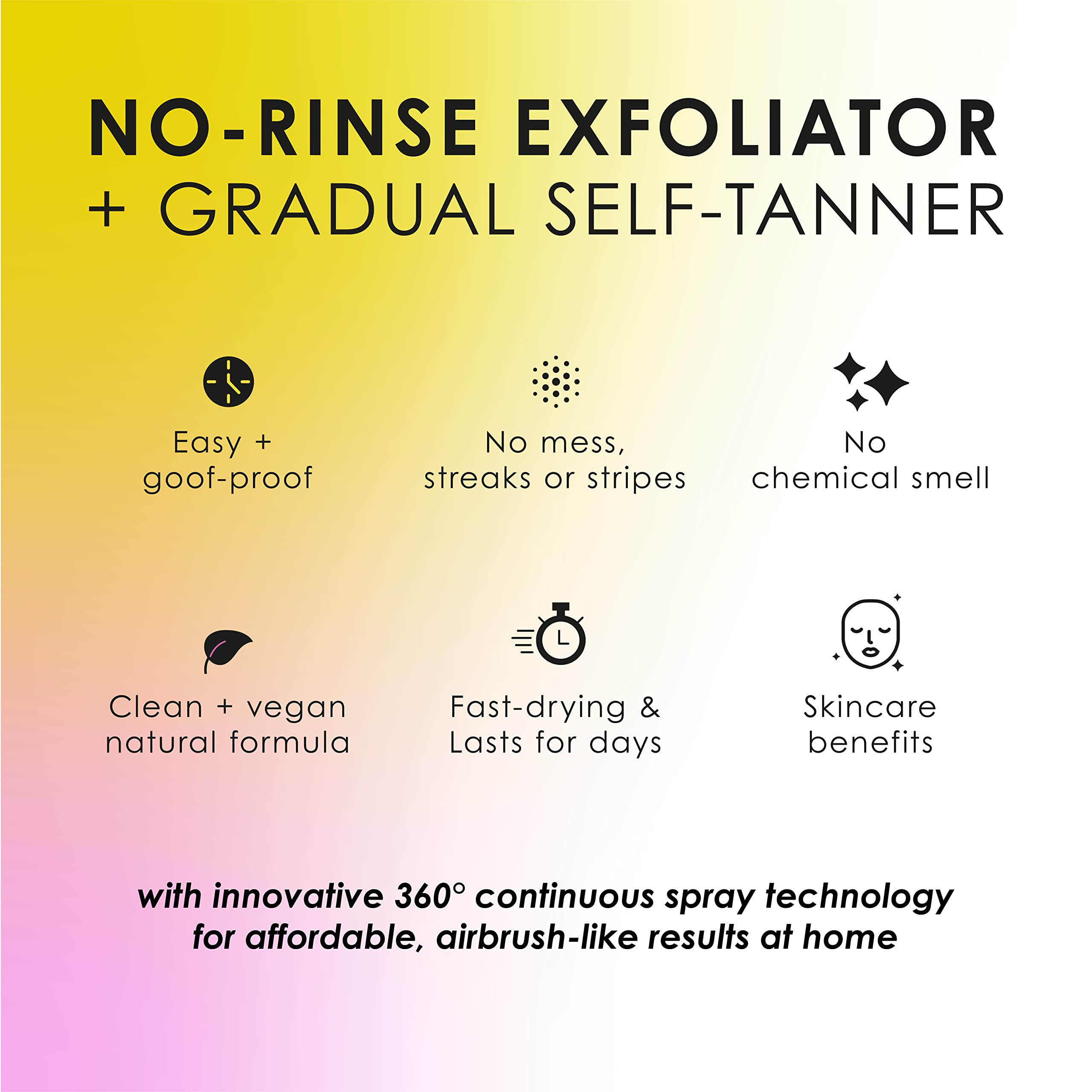 TEMPTU Mist Self Tanner Spray & Pre Tan BHA Exfoliator in Deluxe Ultra Fine Continuous Sprayer, Natural Gradual Tanning Water & No Rinse Hydrating Exfoliant, Vegan Sunless Tanning for Face & Body