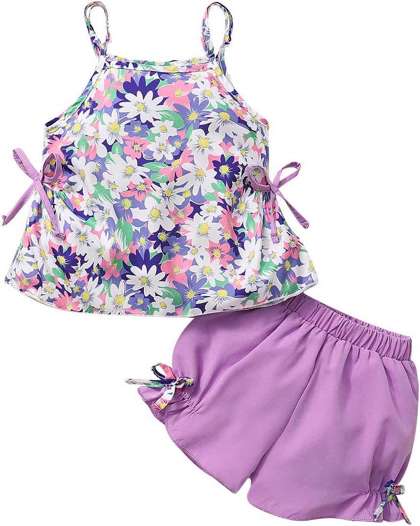Toddler Kids Baby Girl Clothes Set Floral Sling Vest Top + Short Set Summer Outfits