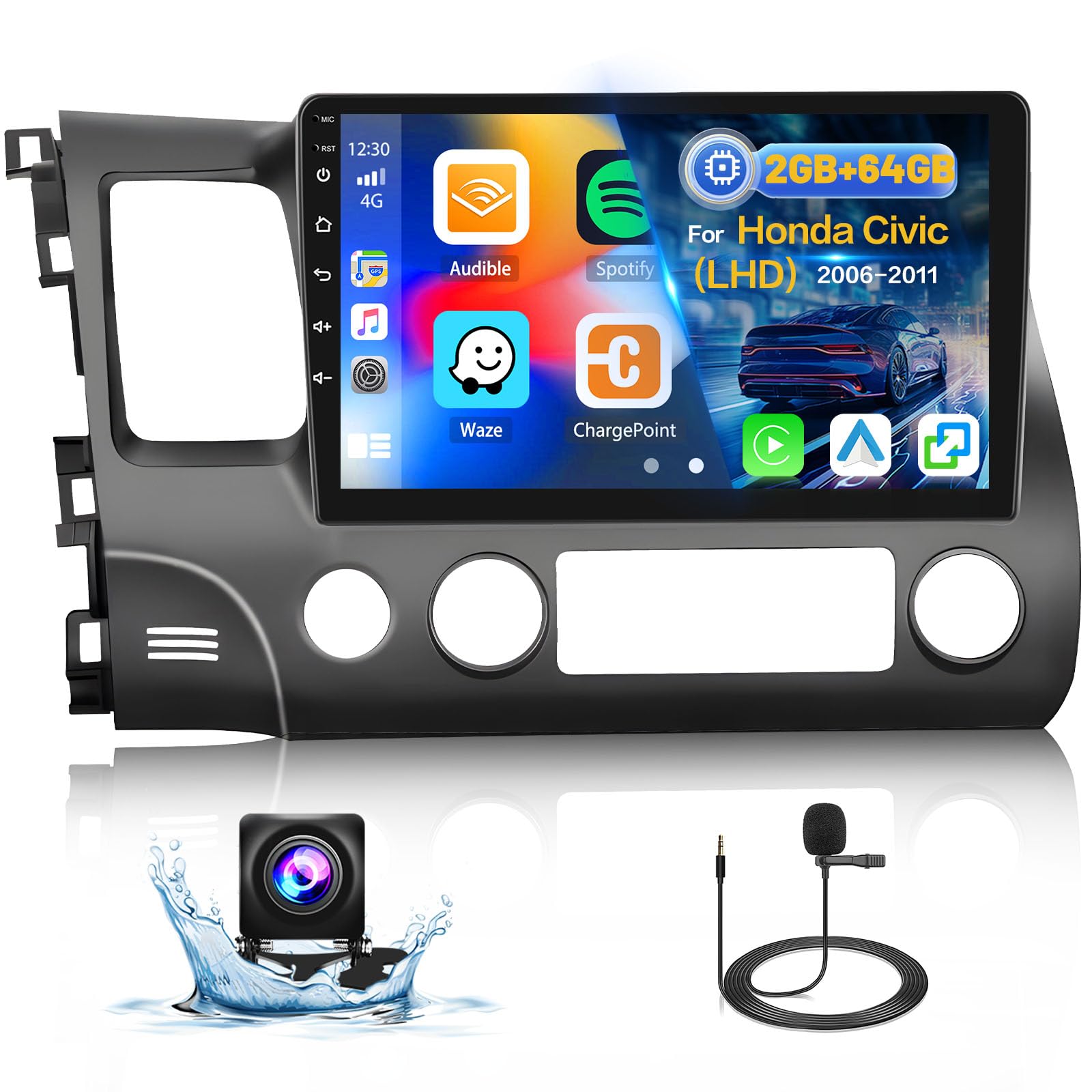 Roinvou 9" Android Car Stereo For Mazda 3 (2006-2012) - 8 Core, 4G+64G, Wireless CarPlay & Android Auto, GPS, Bluetooth 5.0, With AHD Backup Camera