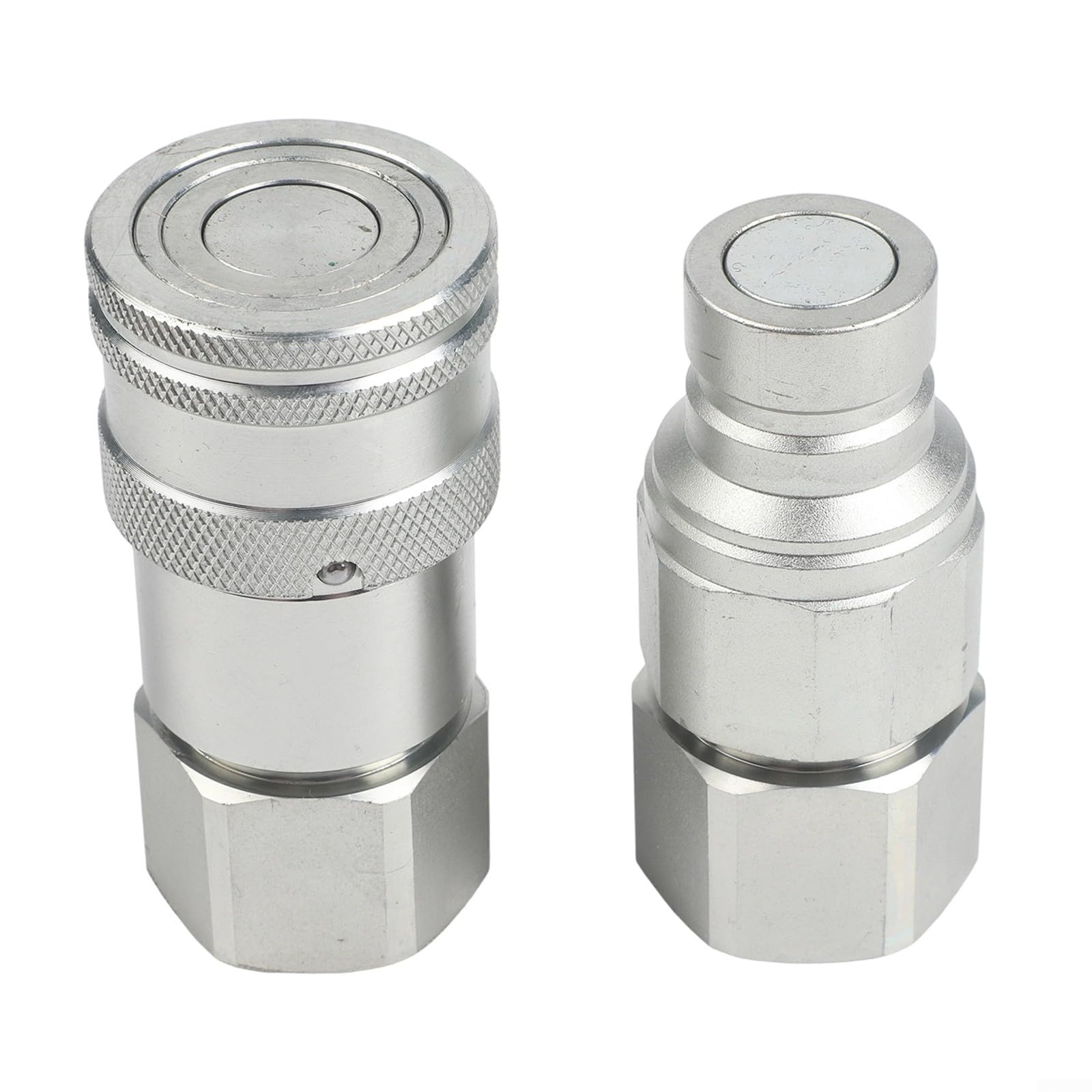 Set di accoppiatori rapidi idraulici a faccia piatta con valvola, acciaio al carbonio e acciaio inossidabile, zincato bianco, per NPT 1/4 3/8 1/2 3/4 1, raccordo rapido NPT