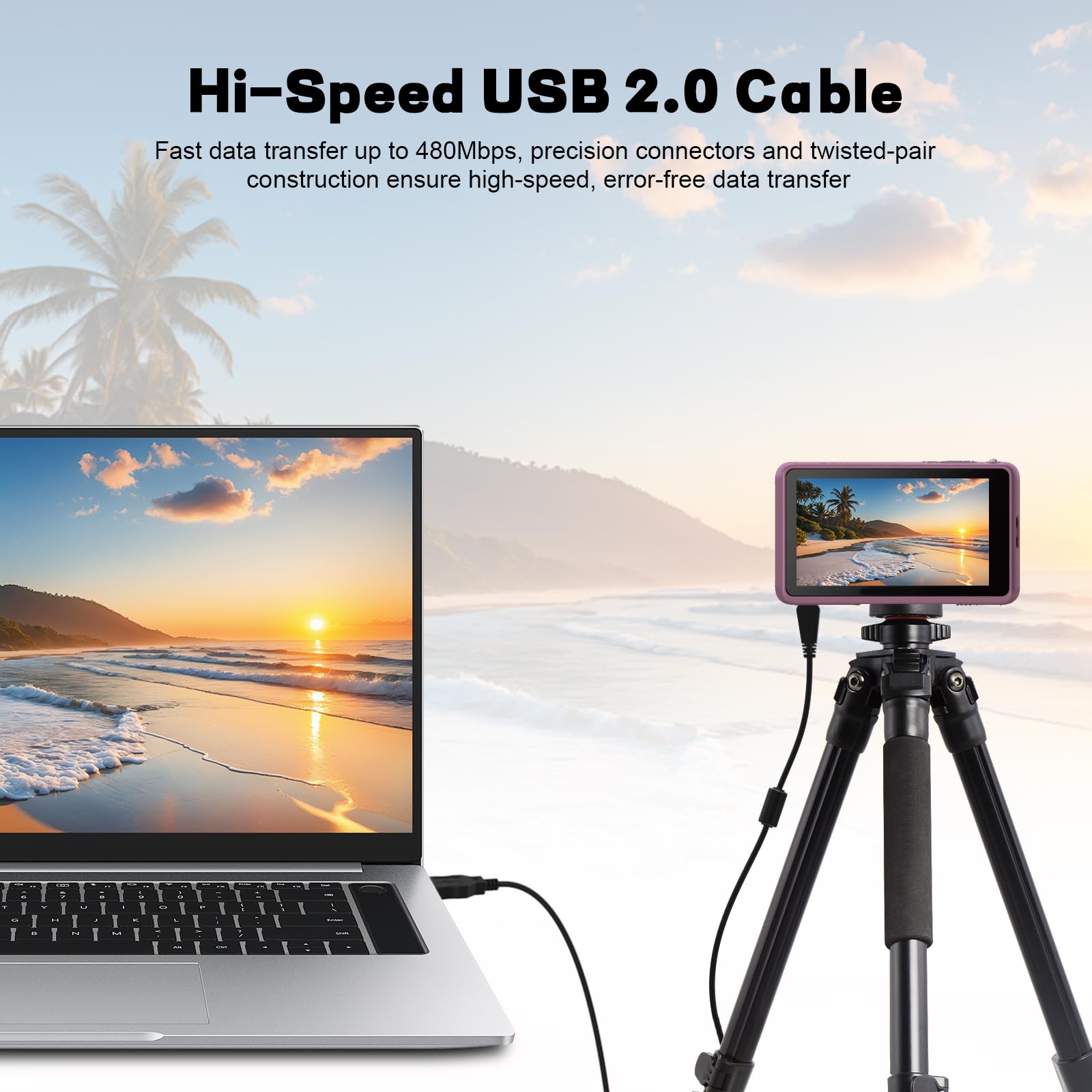 Cable de transferencia USB de repuesto VMC-MD3 compatible con cámaras digitales Sony CyberShot DSC-HX9V, DSC-T99, DSC-TX66, DSC-TX100, DSC-TX20, DSC-W350D W360 W380 W390 W570 W580 TX100 TX66, más