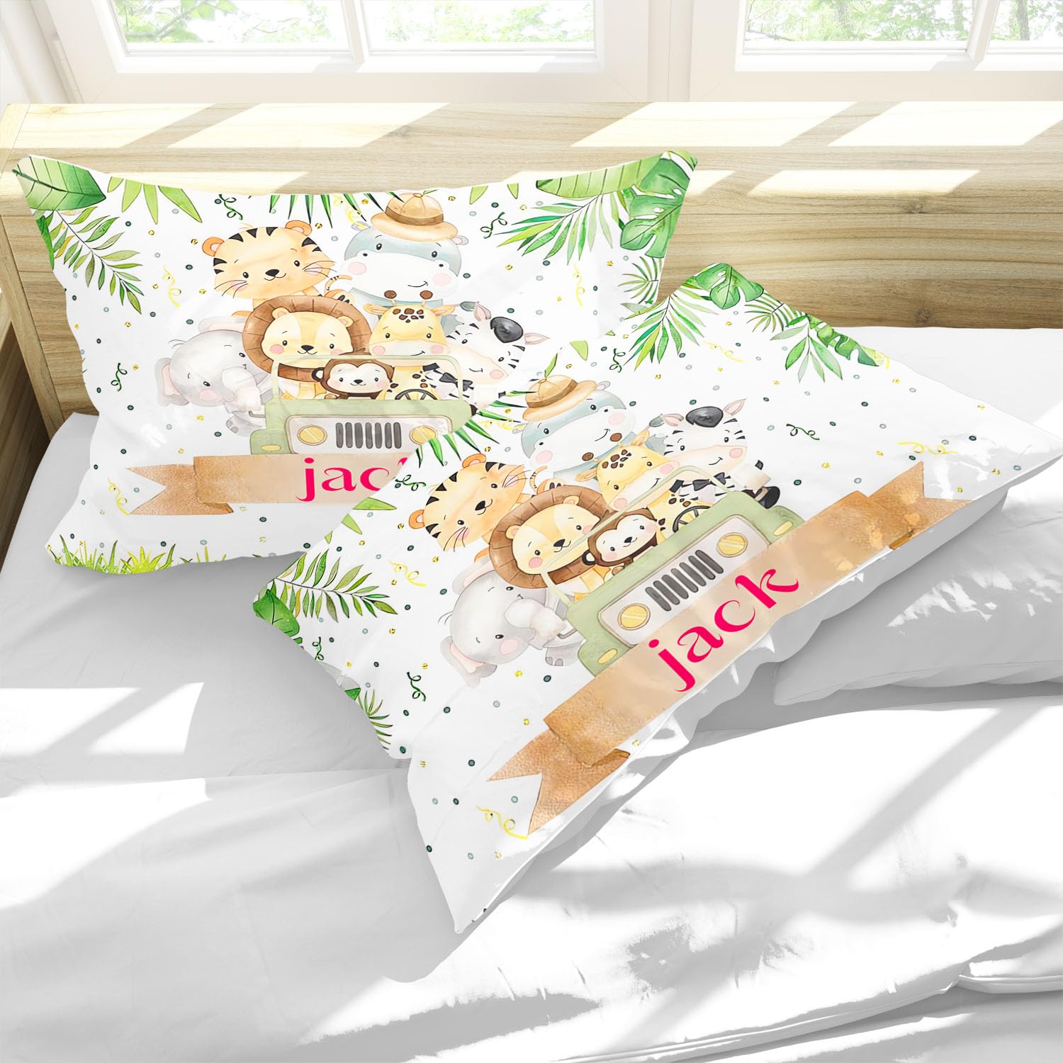 CHEFFS Baby Bettenset mit personalisiertem Wildtierdruck 135x200 cm | Individueller Namensdruck frei wählbar