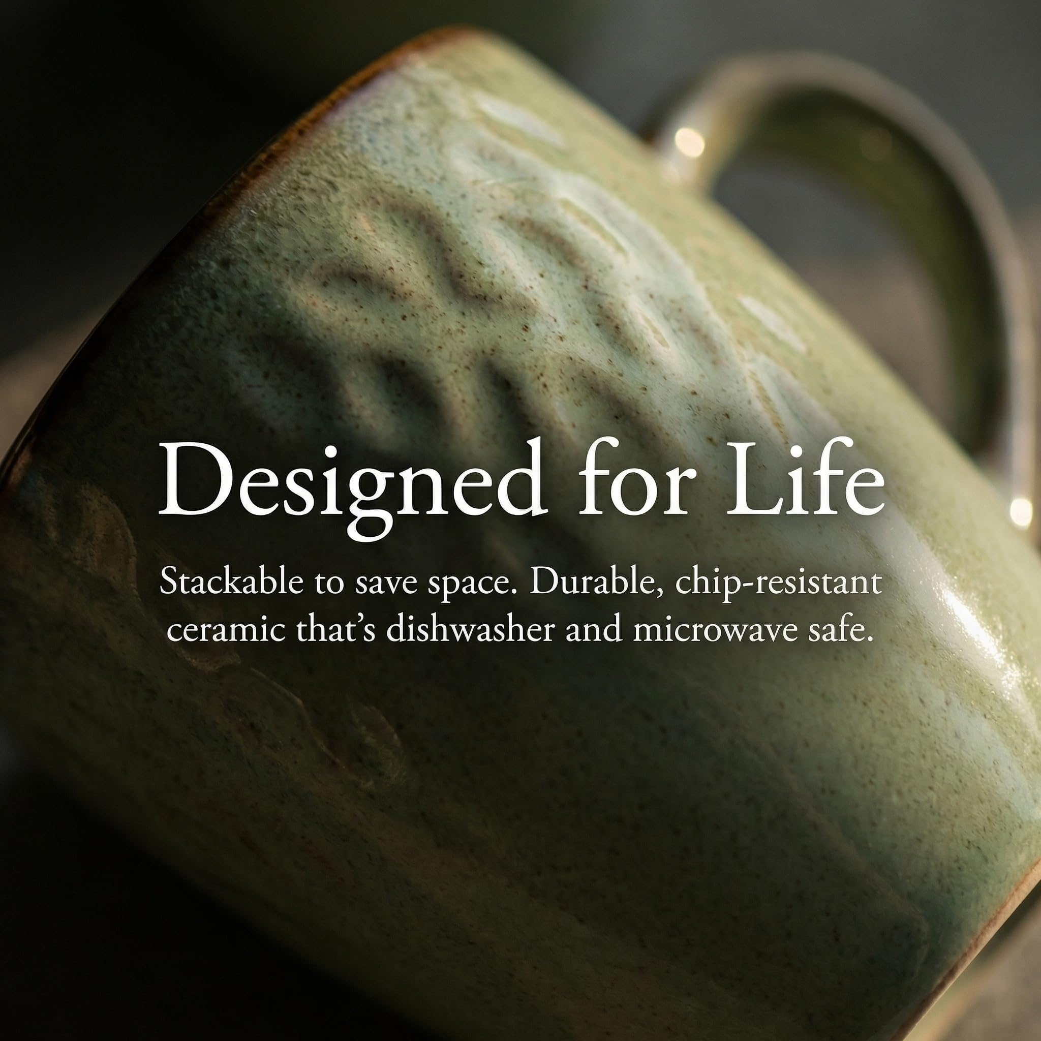 Juego de tazas de café de cerámica de 4, tazas de cerámica de 350 ml para café, té, cacao caliente - apto para lavavajillas y microondas, perfecto para el hogar o la oficina