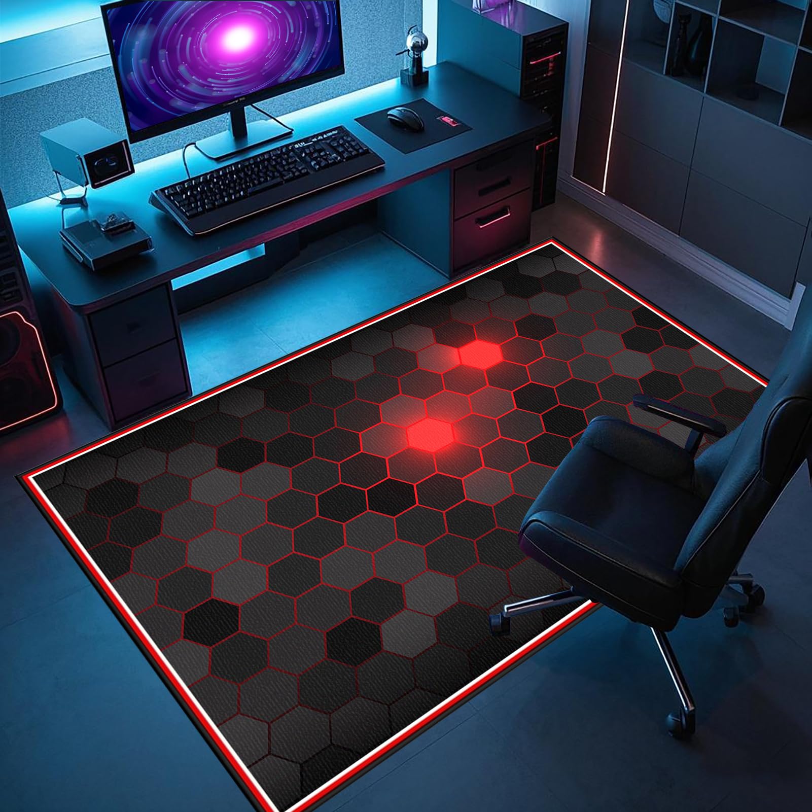 Laegnfho 60 x 90 cm Chair Mat, Floor Protector for Carpets and Hard Floor, Non-Slip Gamer Floor Mat, Floor Protector Mat, Gaming Chair Mat for Gaming and Office Chair, Carpet Protector Chair Mat