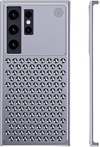 Case for Samsung Galaxy S24 Ultra/S24 Plus/S24, Aviation Aluminum Metal Frameless Hollow Design Good Heat Dissipation Shockproof Case with Built-in Aromatherapy,Silver,S24 Ultra