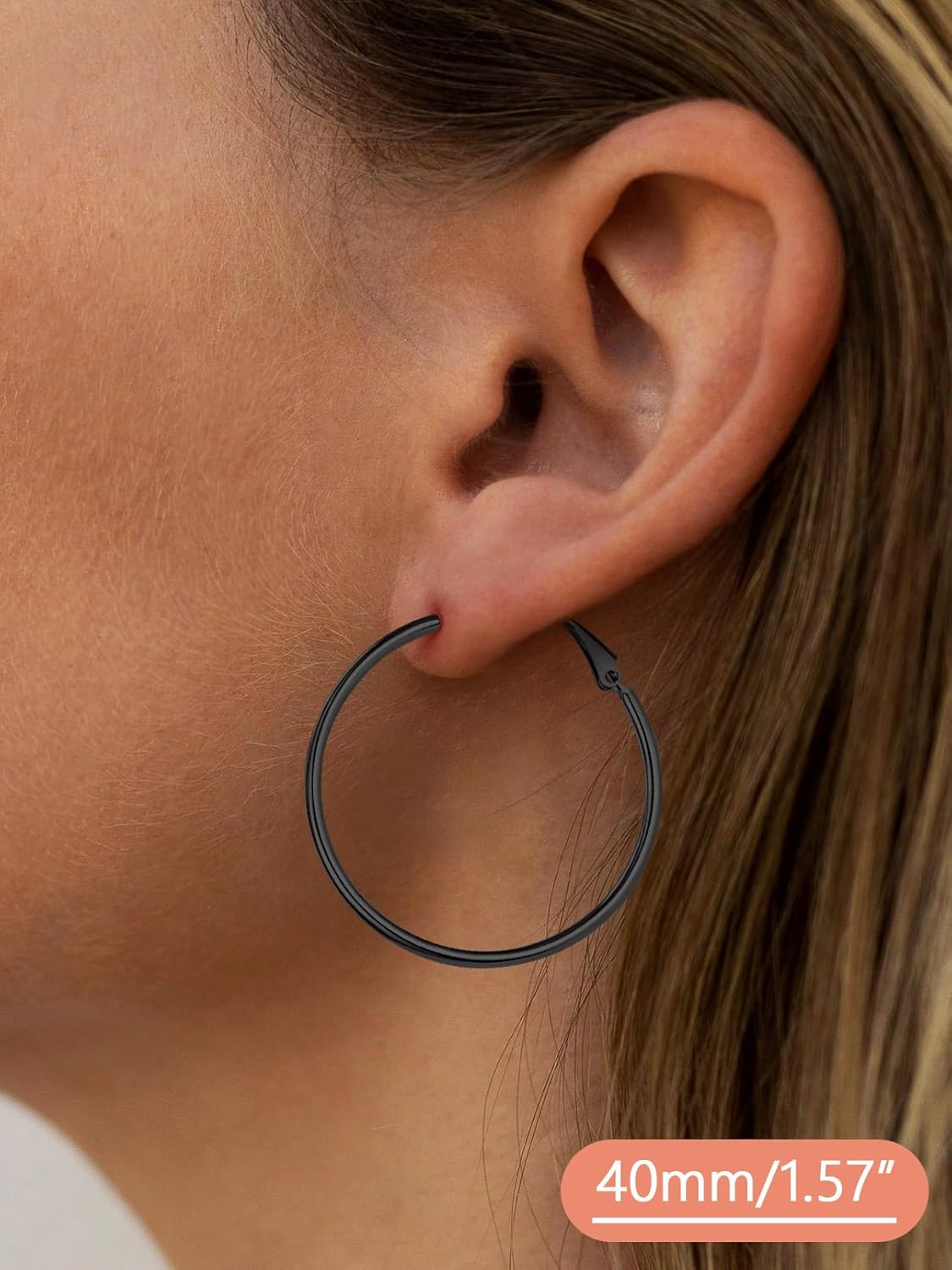 FaithHeart 2mm Thin Hoop Earrings for Women Hypoallergenic, Silver/Black/14K Gold Plated Stainless Steel Large Hoop Earrings for Women Lightweight Earring Trendy Jewelry, 20mm-100mm - Image 3