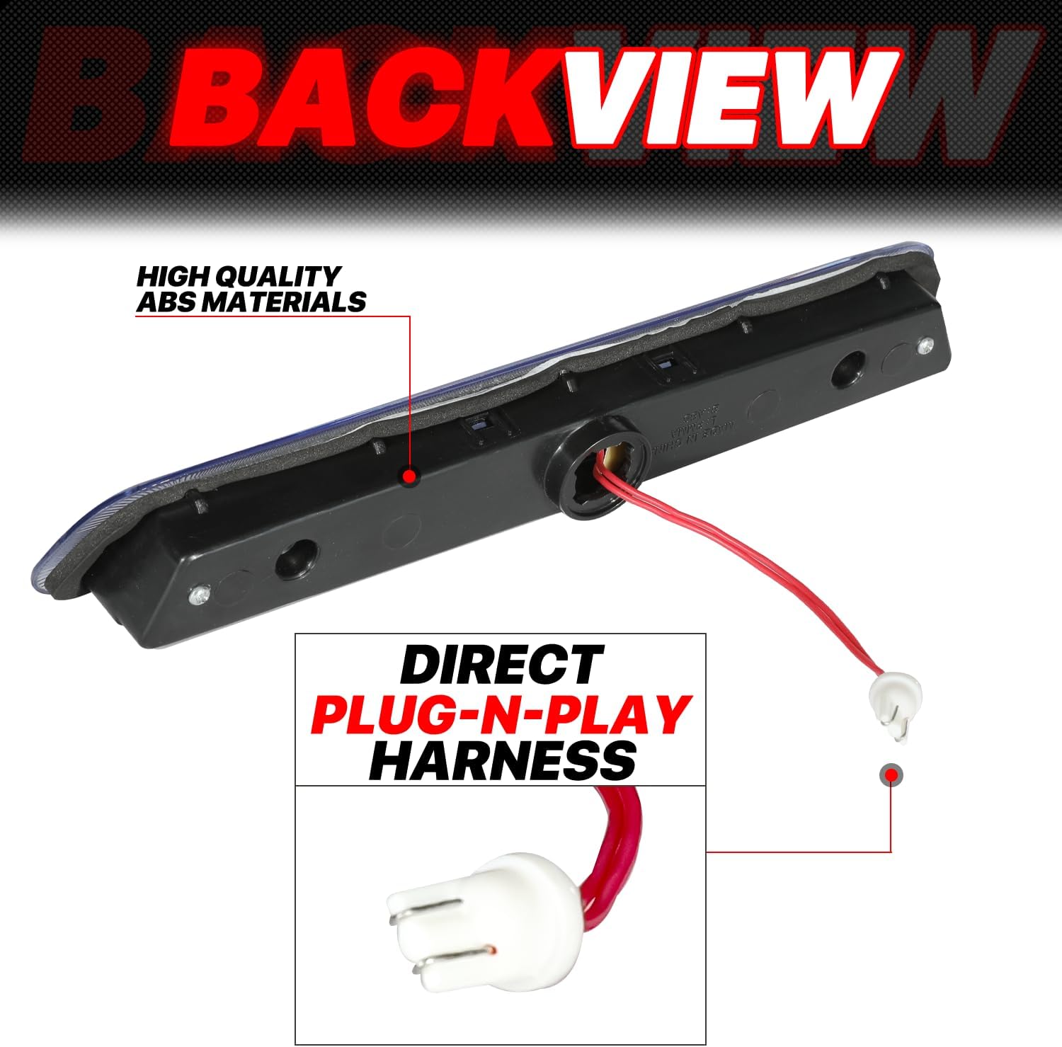 M-AUTO LED Third Brake Light Compatible with 2003-2009 Toyota 4Runner, Rear Cab Roof Center Mount Stop Brake Tail Light