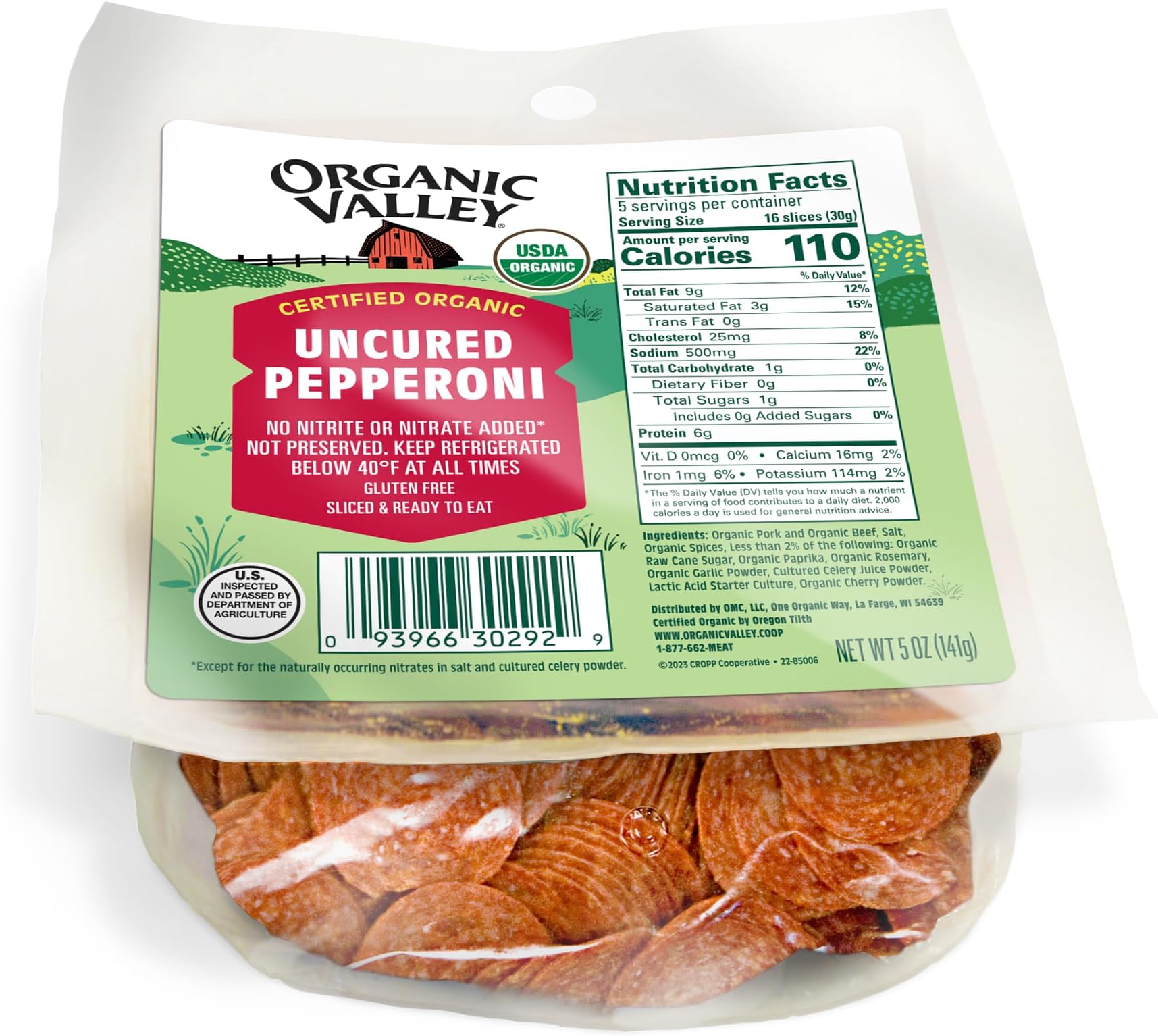 Organic Valley Organic Uncured Pepperoni Slices