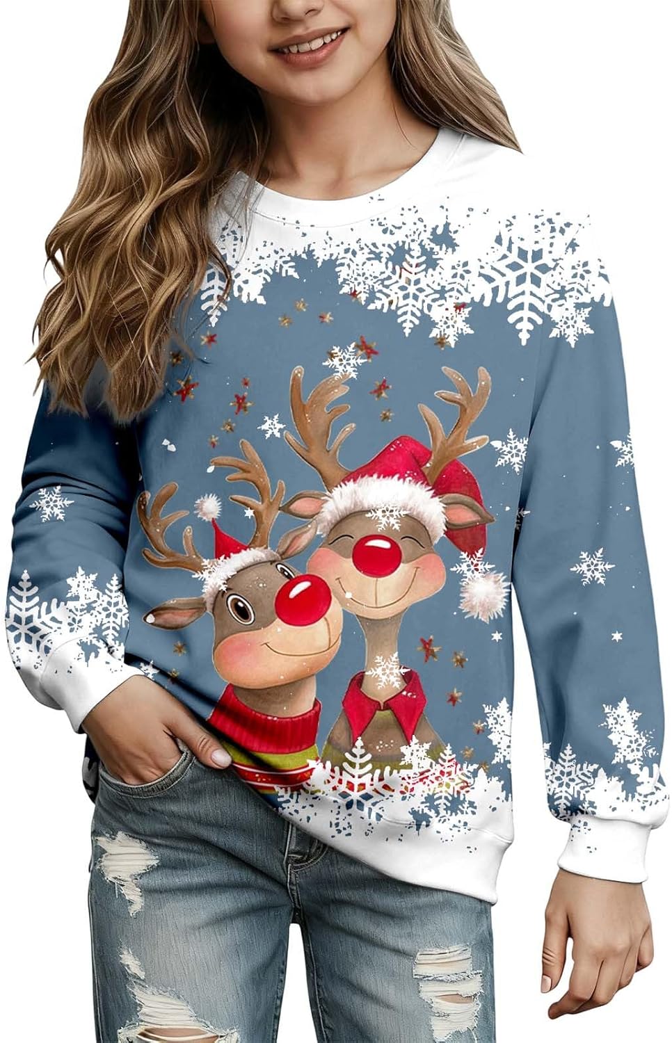 Générique Sweat Pull Noel Garçons, Pull Noel Enfant Avec Noel Imprimé Manches Longues Col Rond Modèle Coupe Regular Veste Hiver Enfants Fashion Large Confortable Déguisement Noel Garçon
