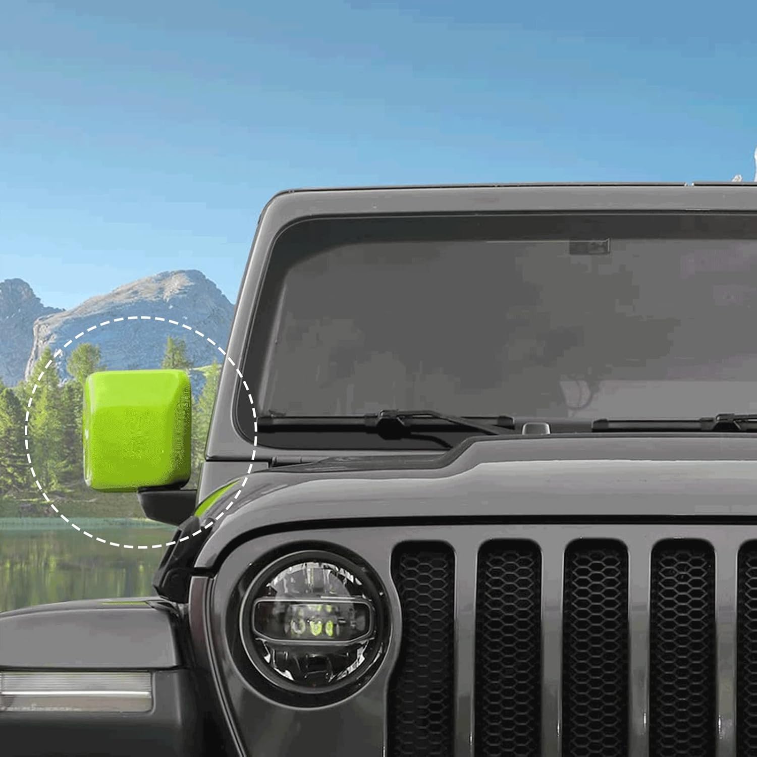 Side Mirror Covers Shell Trim Decoration for 2018-2025 Jeep Wrangler JL JLU & Jeep Gladiator JT Trunk(Green)