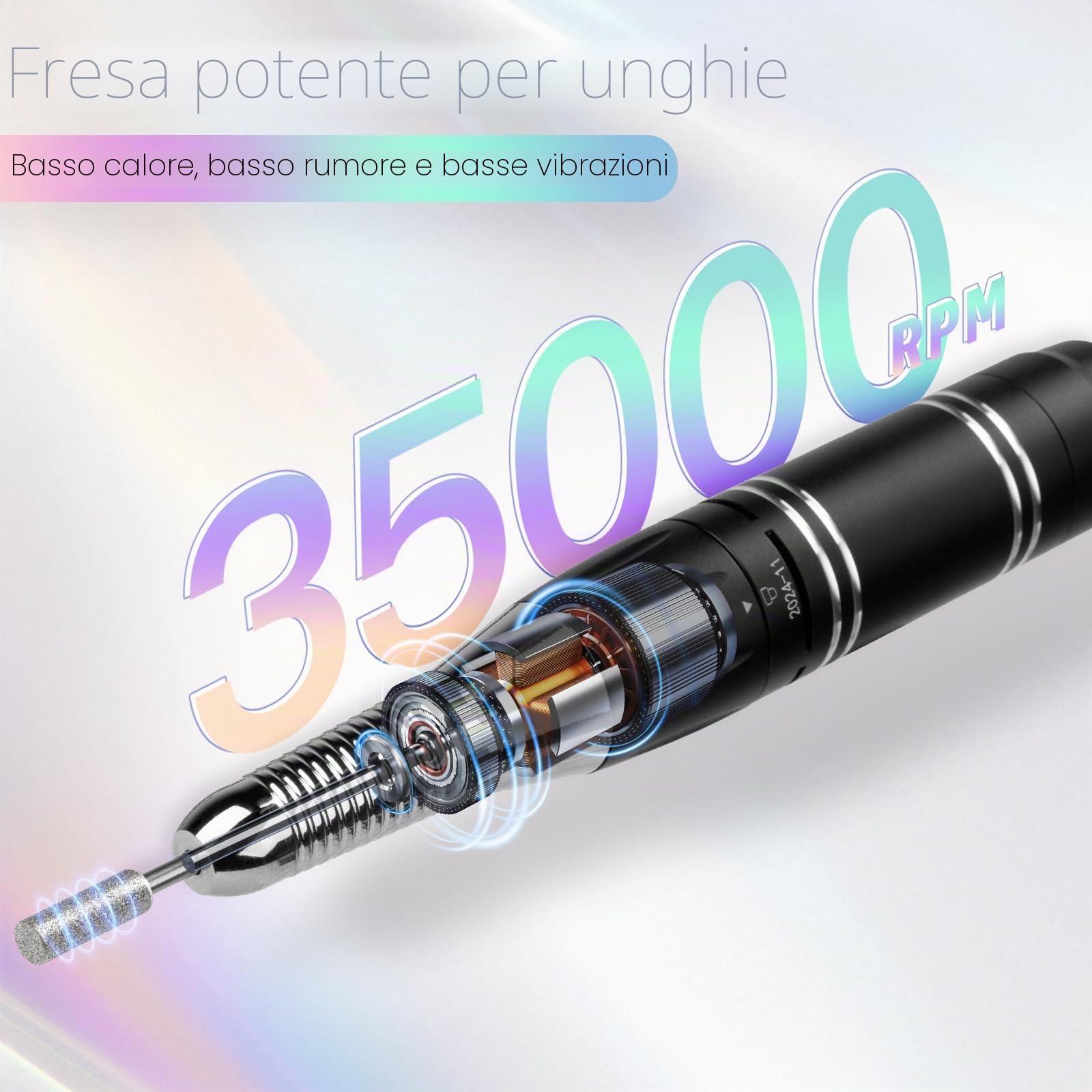 Madenia Fresa per Unghie Professionale Ricaricabile, 35000RPM Lima per Unghie Elettrica Portatile, Senza Fili Fresa Unghie con 13 punte per unghie per Salone Manicure e Casa (Grigio)