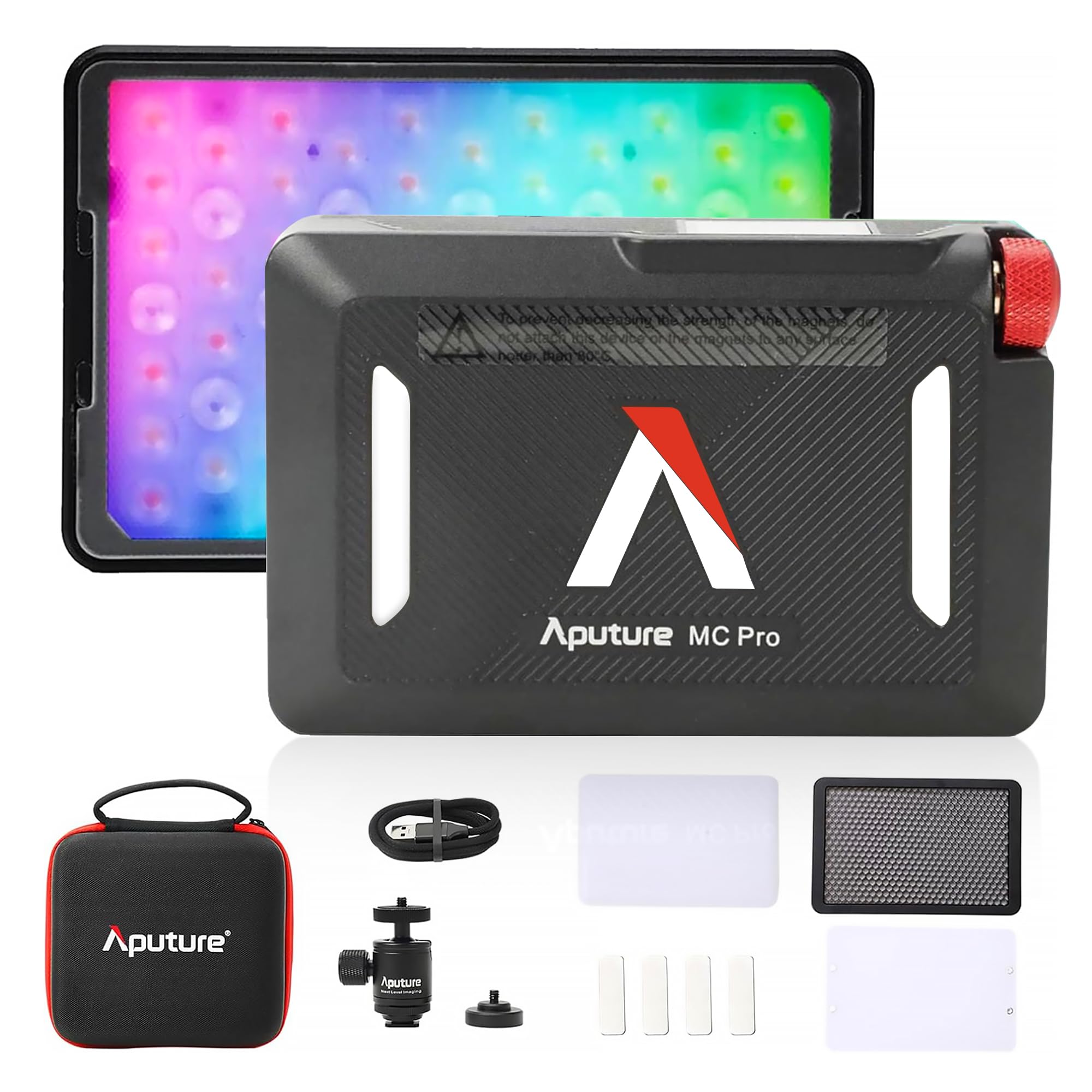 Aputure MC Pro RGBWW - Luce video per fotocamera, 5 W, alta luminosità, 1585 Lux a 0,5 m, attrazione magnetica regolabile 2000-10000 K e protezione IP65 per fotografia, videografo