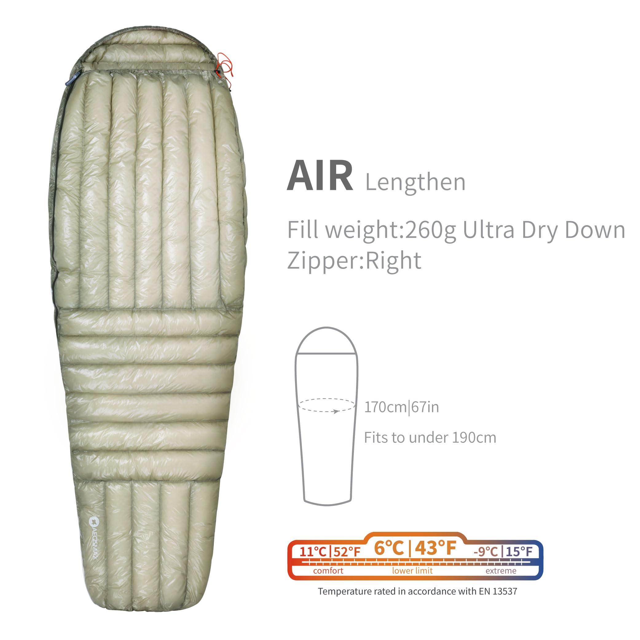 AEGISMAX AIR 寝袋 シュラフ 軽量 10D 800FP 快適11℃ 718vD8j9yIL._AC_UL210_SR210,