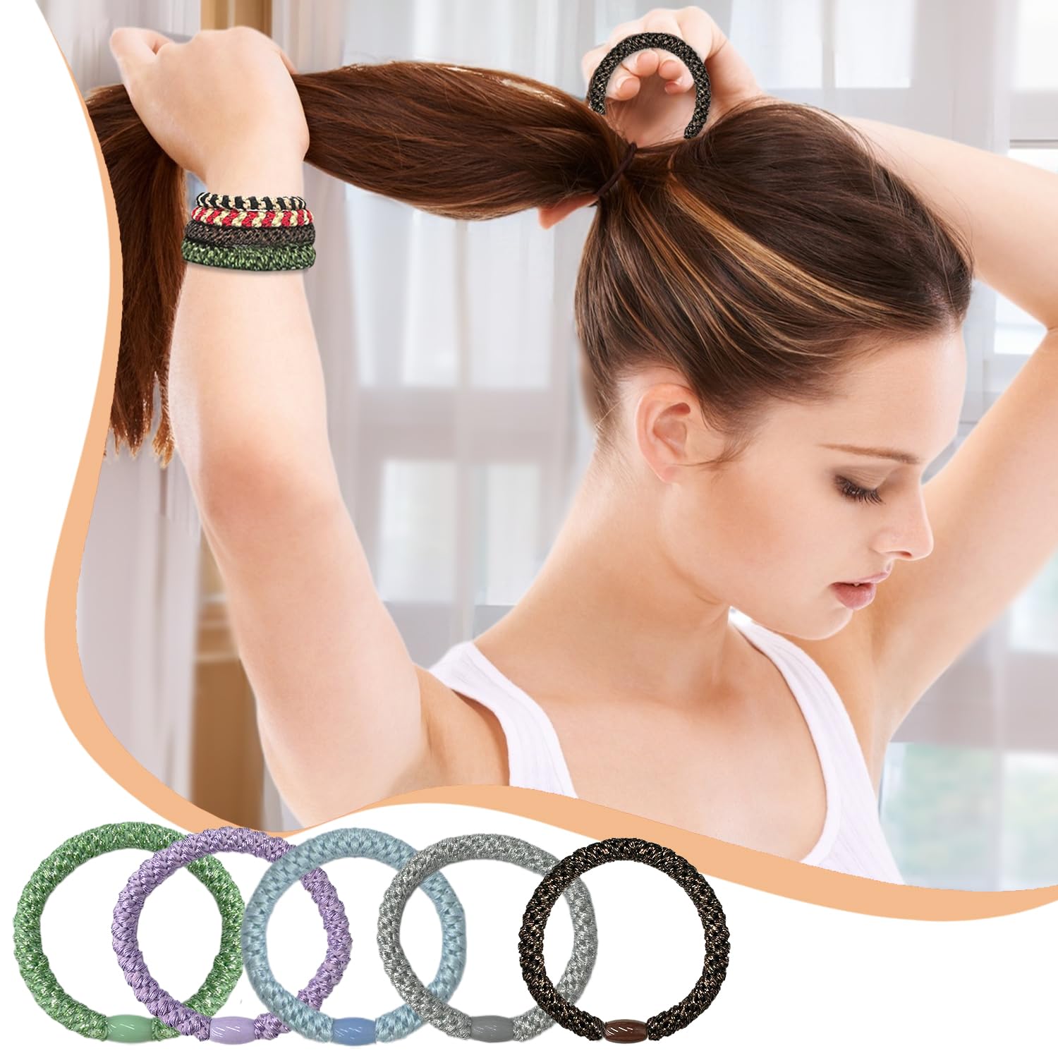 18Pcs Hair Bobbles Mixed Color Hair Baubles Hair Bands Hair Ties For Women Girls Ponytail Holders For Thick Hair Elastics Ties No Damage - Image 4