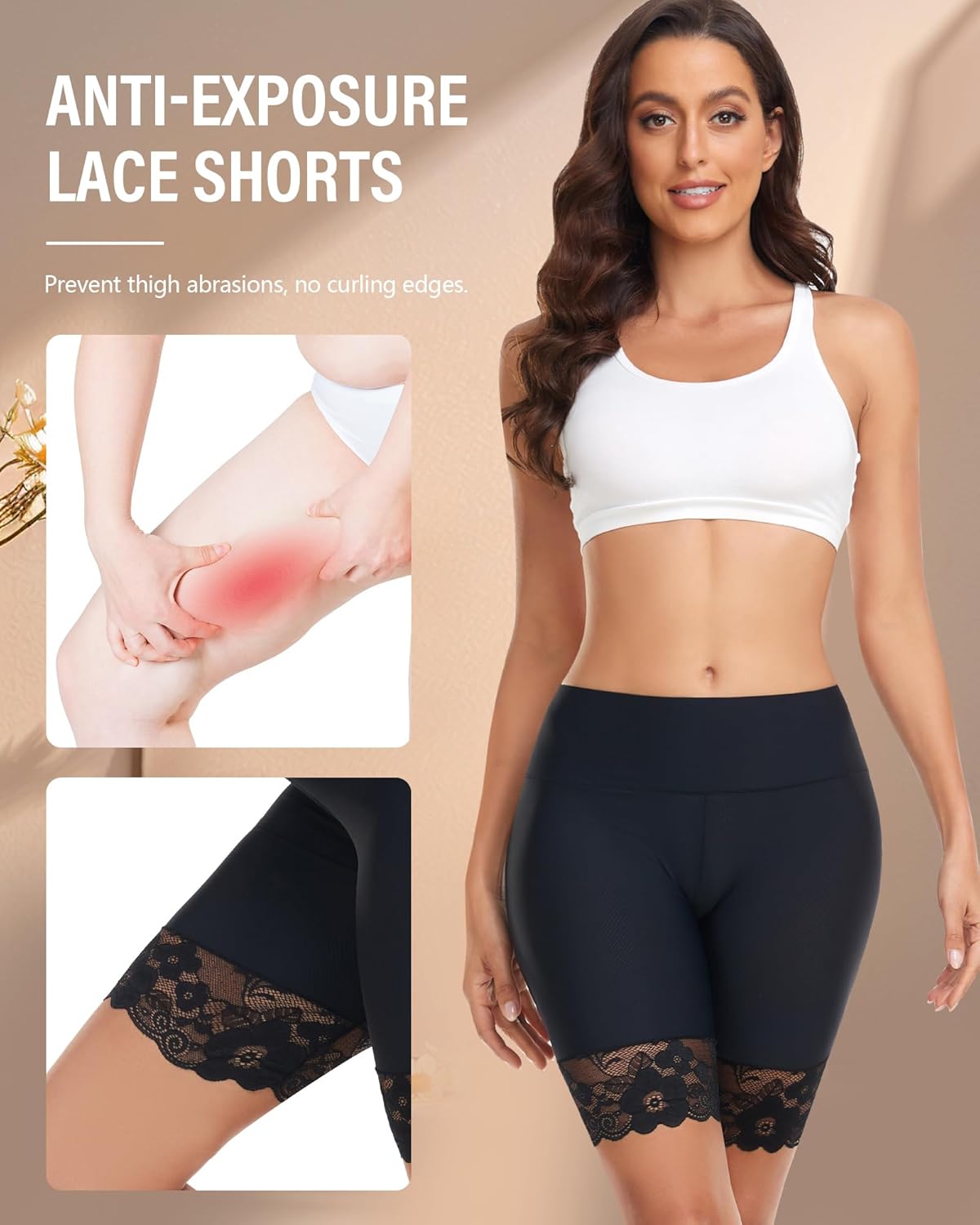 Slip Shorts for Under Dresses and Skirts Mesh Women Anti Chafing Underwear High Waisted Panties Lace Under Shorts - Image 3