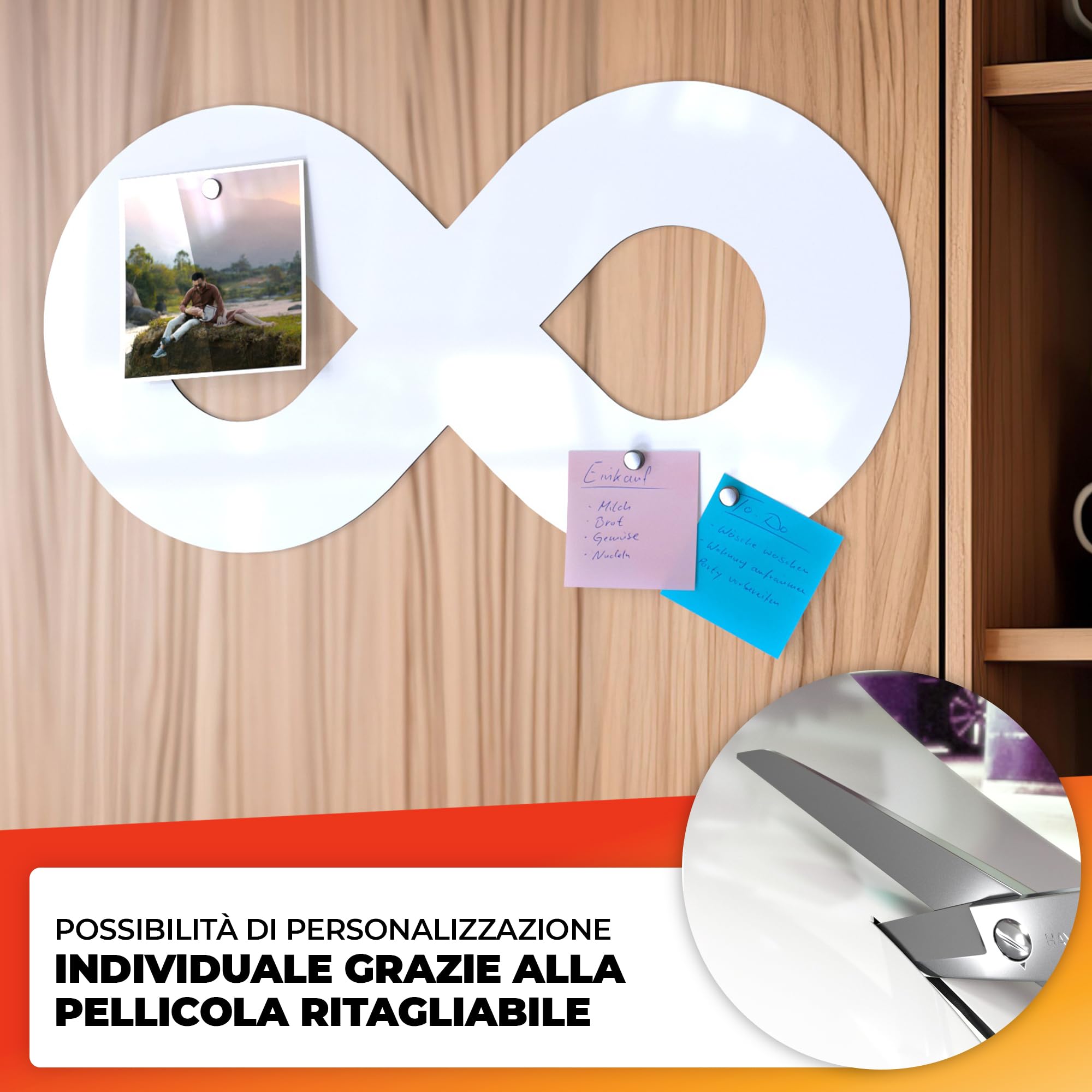 Foglio per lavagna bianca 40x60cm - foglio magnetico 3M autoadesivo - foglio per lavagna magnetica - ferro foil bianco - foglio per lavagna bianca incl. 4 pennarelli, cancellino e 4 spilli