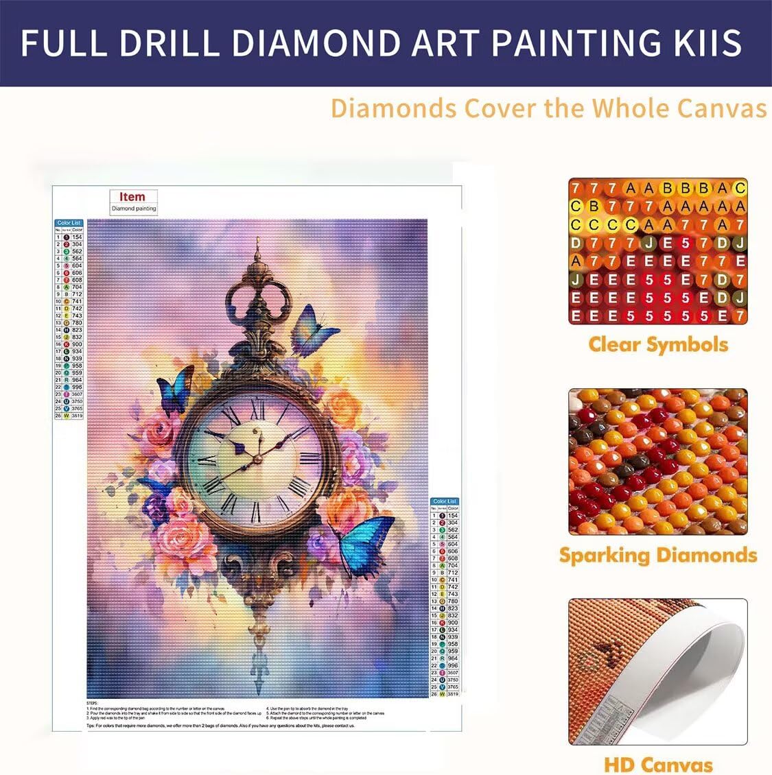 Diamentowe zegary i zegarki, zestawy do malowania diamentami dla dorosłych, diamentowa sztuka 5D, dla dorosłych, początkujących, dzieci, DIY, pełne wiercenie, zestawy artystyczne, sztuka kryształowa,