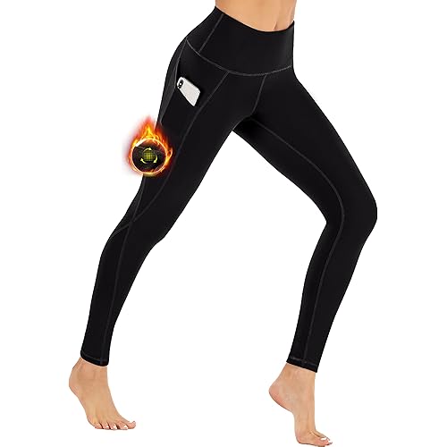 Ewedoos Fleece Lined Leggings with Pockets for Women - Thermal Warm Workout Winter Leggings for Women Yoga Pants for Women