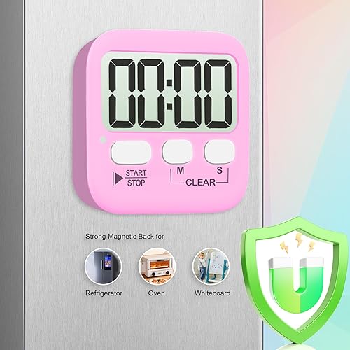 Miniatura 74 de Antonki Paquete de 2 temporizadores digitales para niños, temporizadores de cocina magnéticos de cuenta regresiva para cocinar, huevos, aula, 2 x