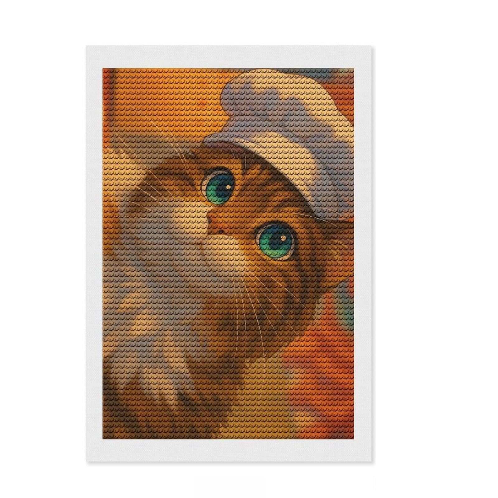Junmoney Chef Cat Full Drill Diamond Painting Kit 8"x12", for Adults, Easy to Follow Symbols, Gift Idea, Aesthetic Room Decor