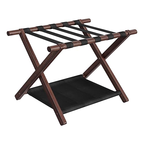 HOOBRO Luggage Rack, Folding Luggage Holder, Bamboo Suitcase Stand, with