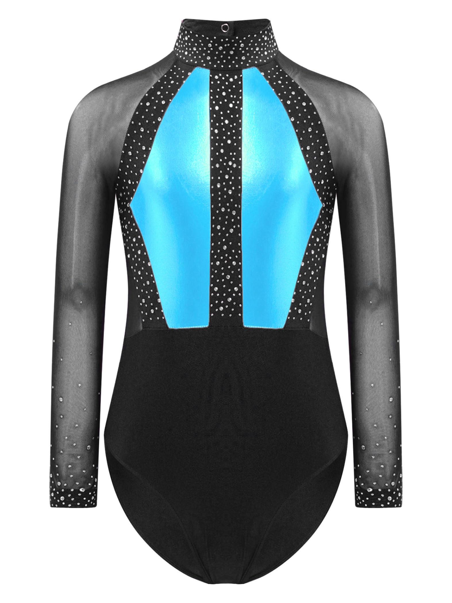 tlg Divisa Ginnastica Bambina Scintillante Tuta Ginnastica Maniche Lunghe Leotard Blocchi Colorati Divisa Ballo Concorsi Costume Ballo